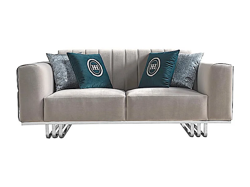 Canapé 2 places en velours JIMMY - Gris