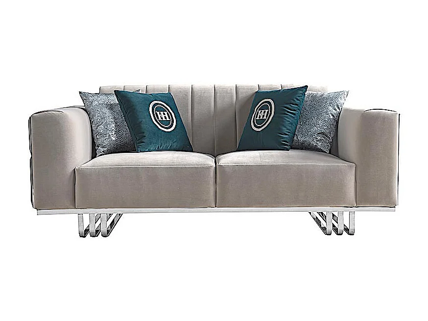 Canapé 2 places en velours JIMMY - Gris