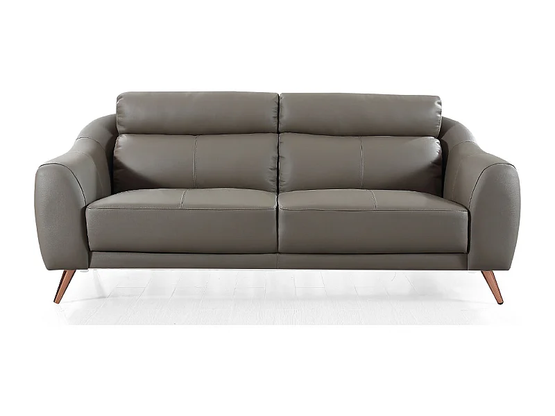 Canapé 3 places en cuir SIANNA Marron - Angle Droit