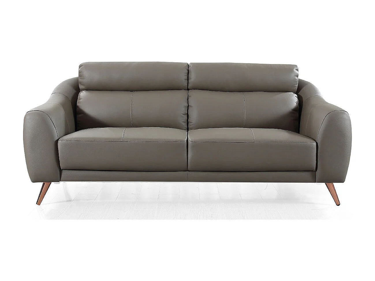 Canapé 3 places en cuir SIANNA Marron - Angle Droit