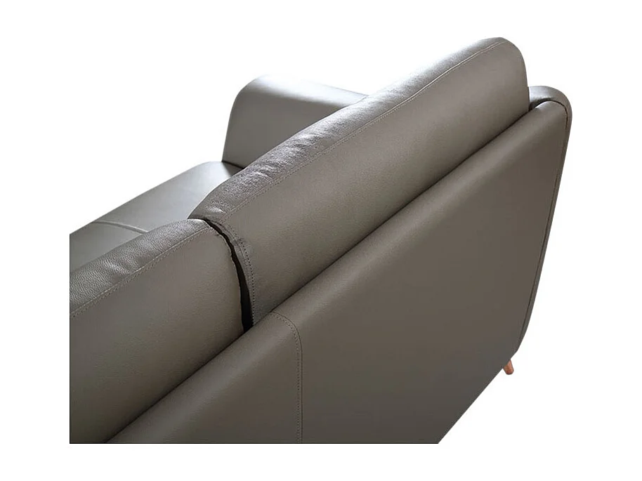 Canapé 3 places en cuir SIANNA Marron - Angle Droit