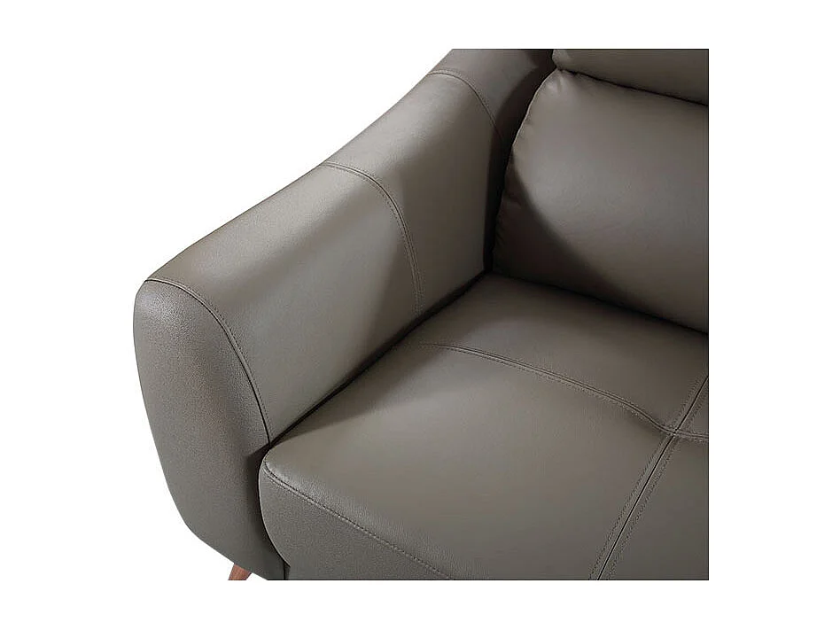 Canapé 3 places en cuir SIANNA Marron - Angle Droit