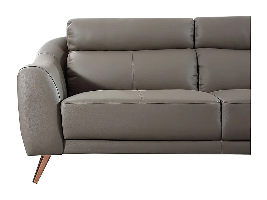 Canapé 3 places en cuir SIANNA Marron - Angle Droit