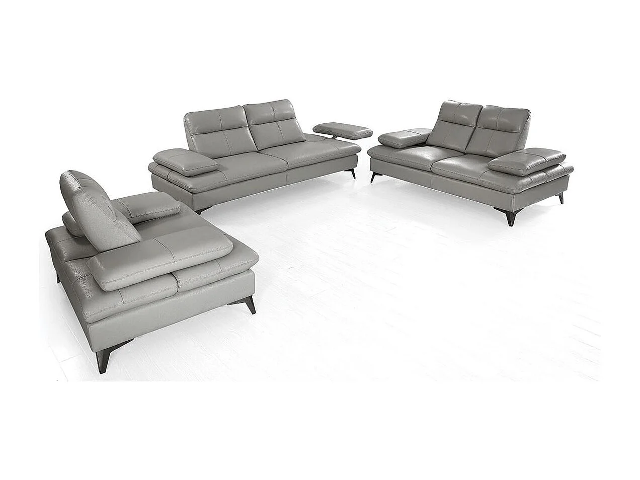 Fauteuil cuir Design  avec dossier avance-recul IRIS Gris