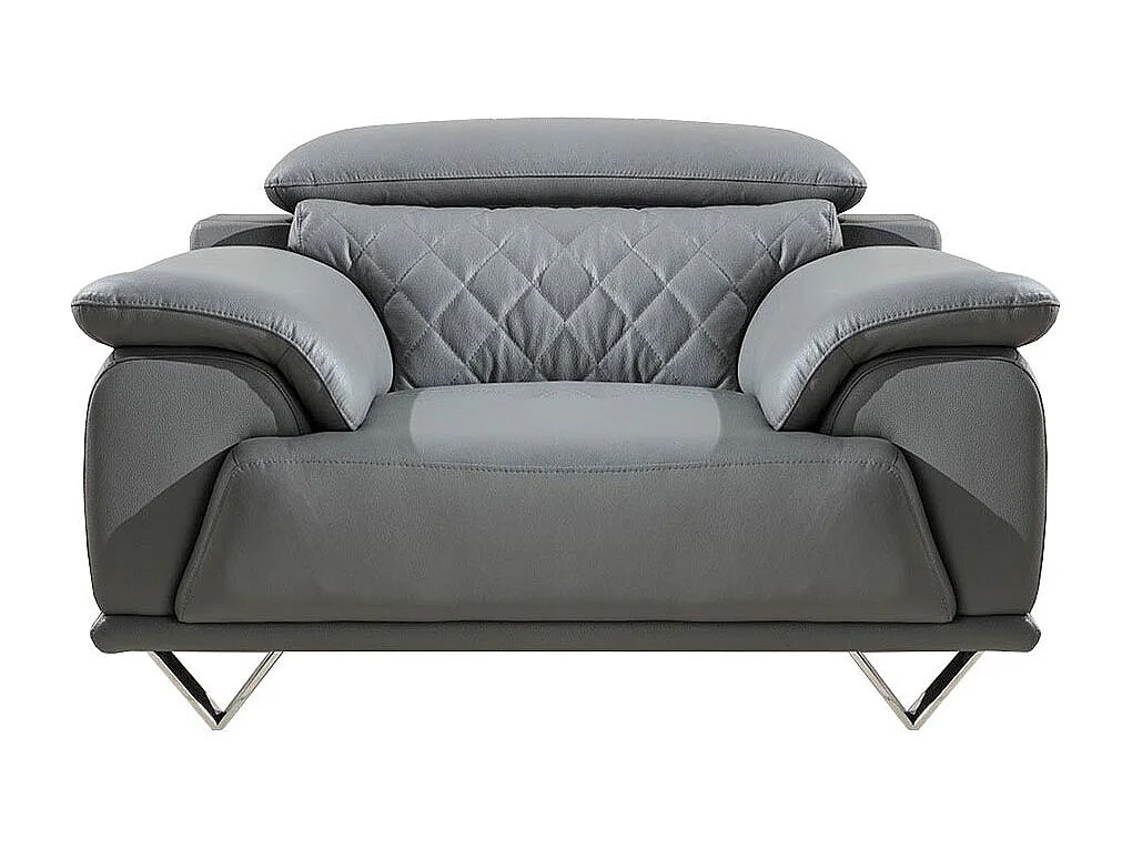 Fauteuil en cuir GARCIA - Gris Gris souris