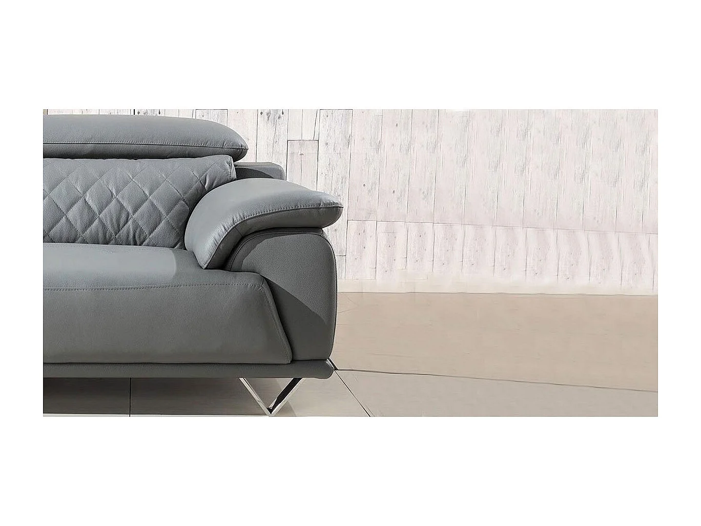Fauteuil en cuir GARCIA - Gris Gris souris