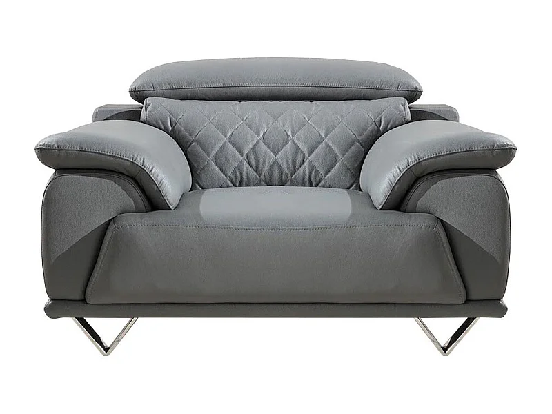 Fauteuil en cuir GARCIA - Gris Gris souris