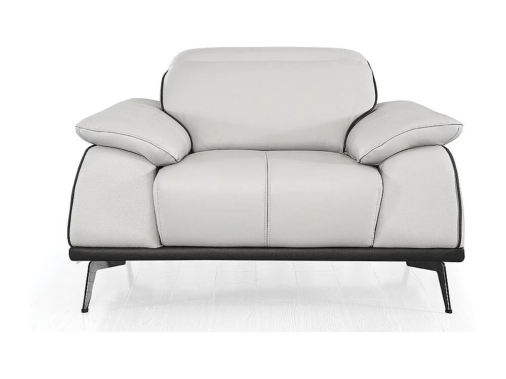 Fauteuil cuir Design ELLIE Gris perle