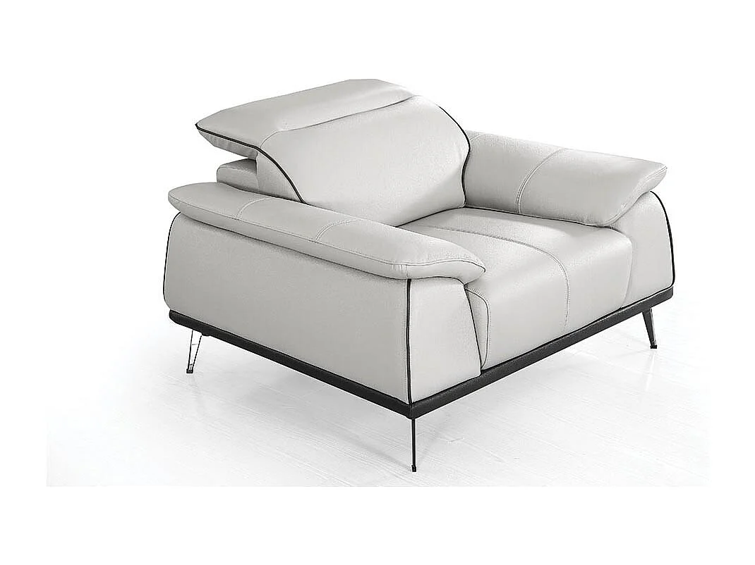 Fauteuil cuir Design ELLIE Gris perle
