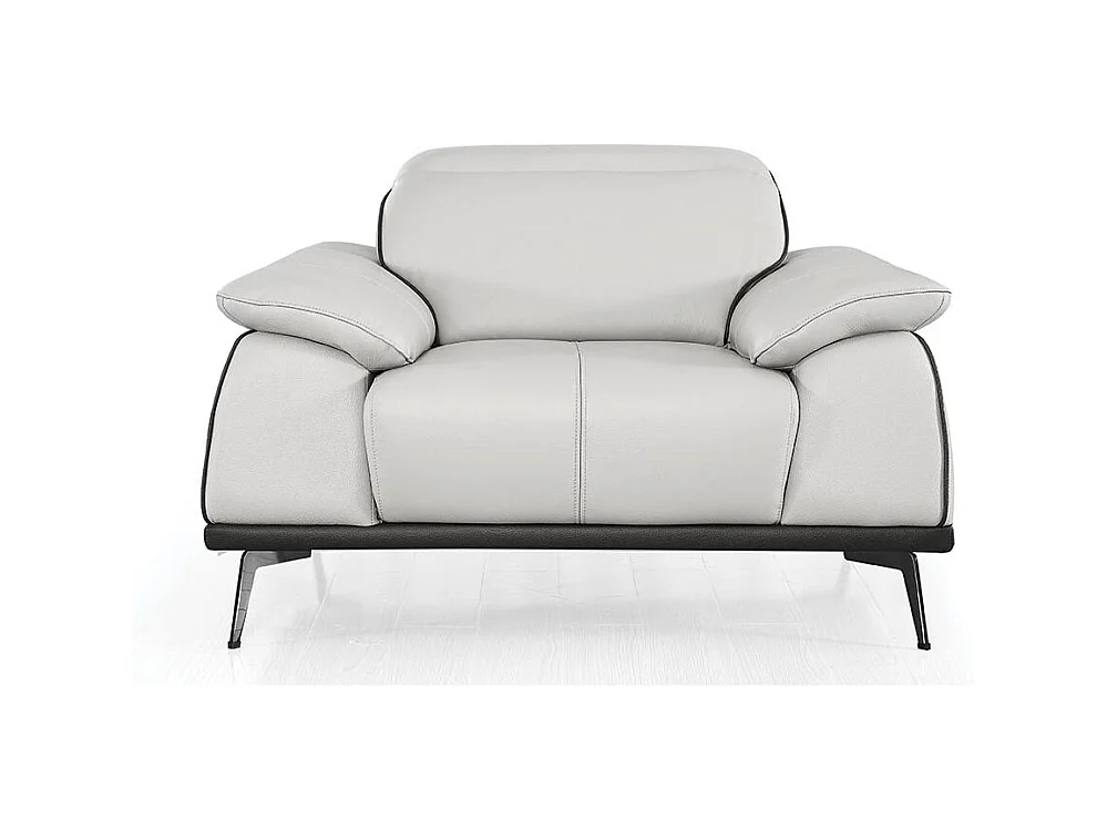 Fauteuil cuir Design ELLIE Gris perle