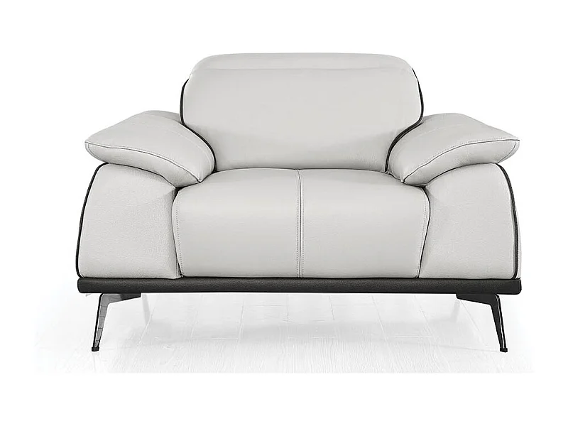 Fauteuil cuir Design ELLIE Gris perle