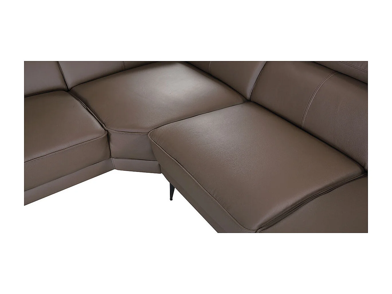 Canapé d'angle en cuir ELEA Marron - Angle Droit