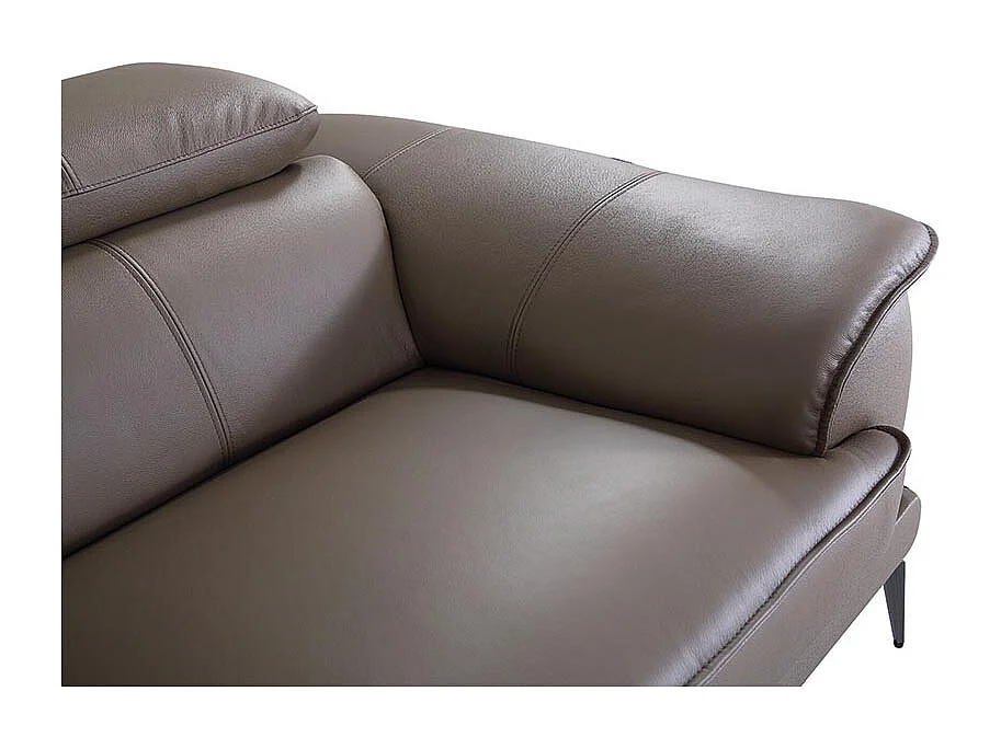 Canapé d'angle en cuir ELEA Marron - Angle Droit