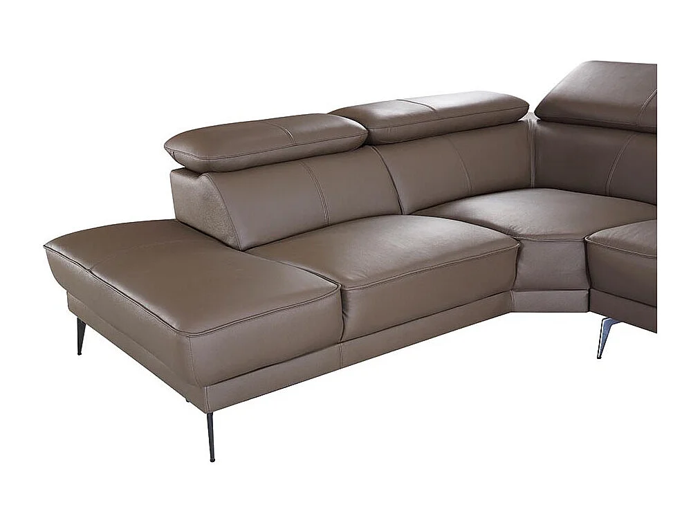 Canapé d'angle en cuir ELEA Marron - Angle Droit