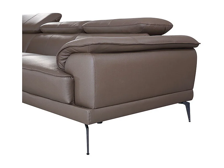 Canapé d'angle en cuir ELEA Marron - Angle Droit