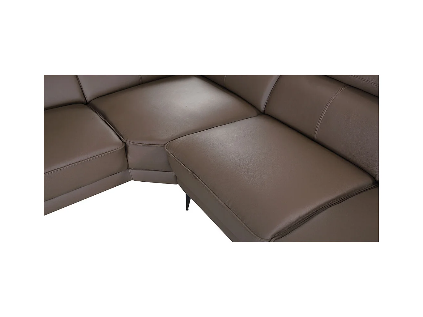 Canapé d'angle en cuir ELEA Marron - Angle Droit