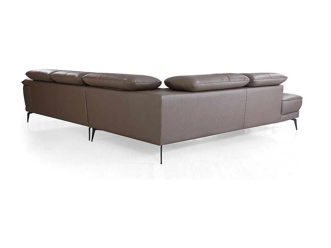 Canapé d'angle en cuir ELEA Marron - Angle Droit