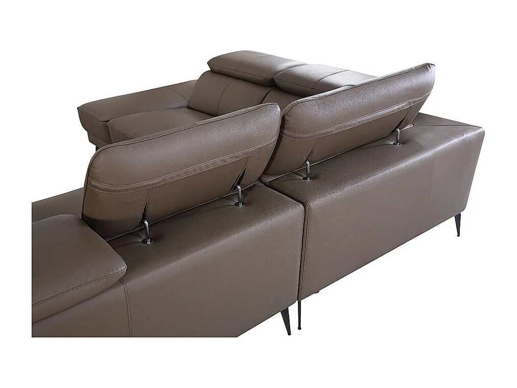 Canapé d'angle en cuir ELEA Marron - Angle Droit