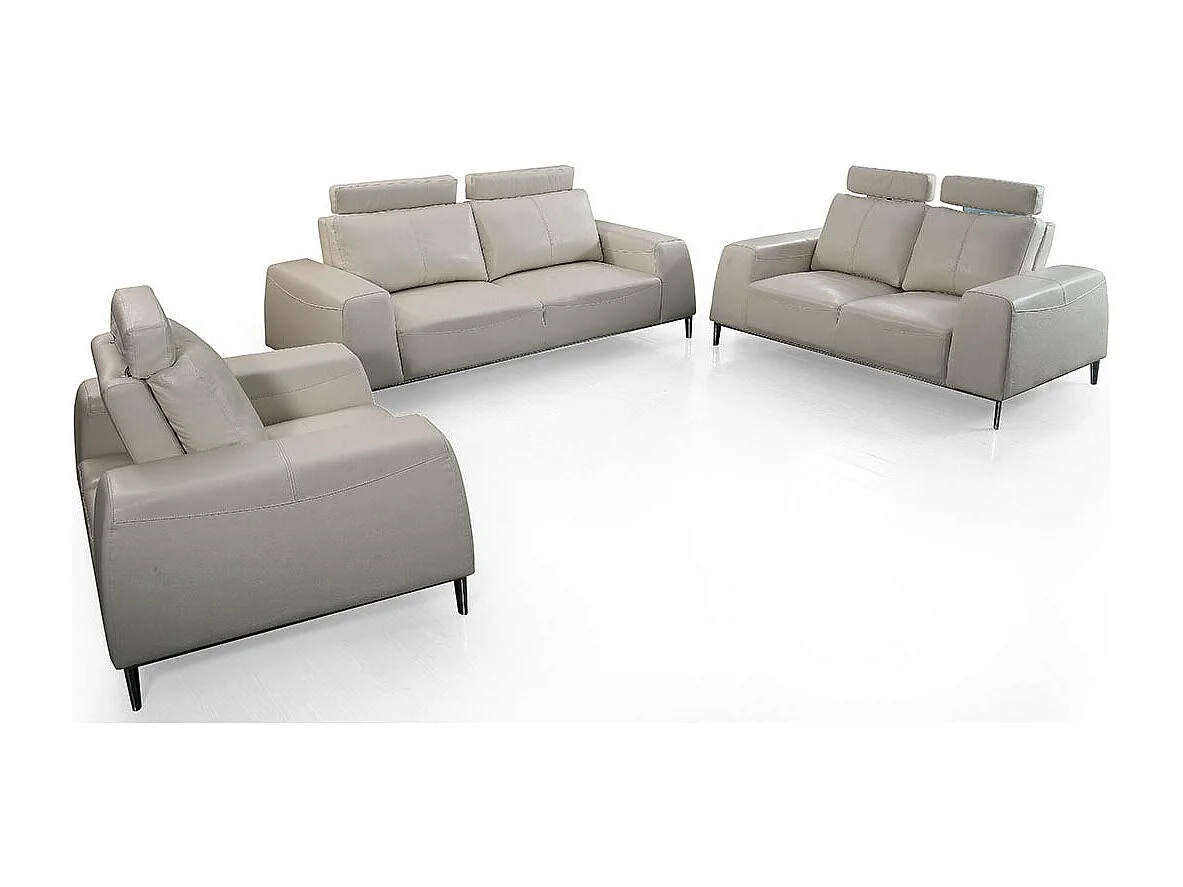 Canapé 3 places en cuir avec dossier avance-recul  LOOLAK Beige