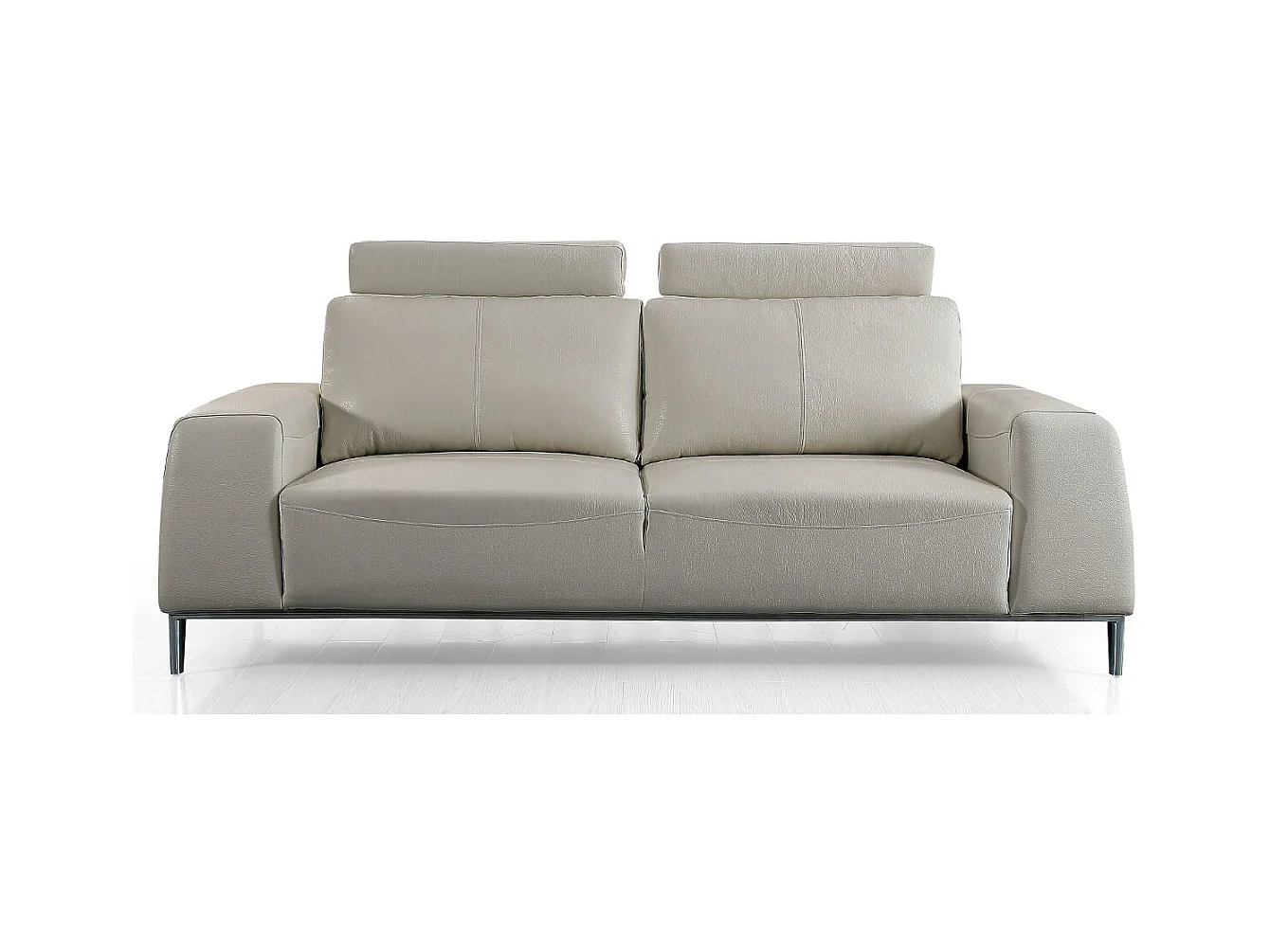 Canapé 3 places en cuir avec dossier avance-recul  LOOLAK Beige