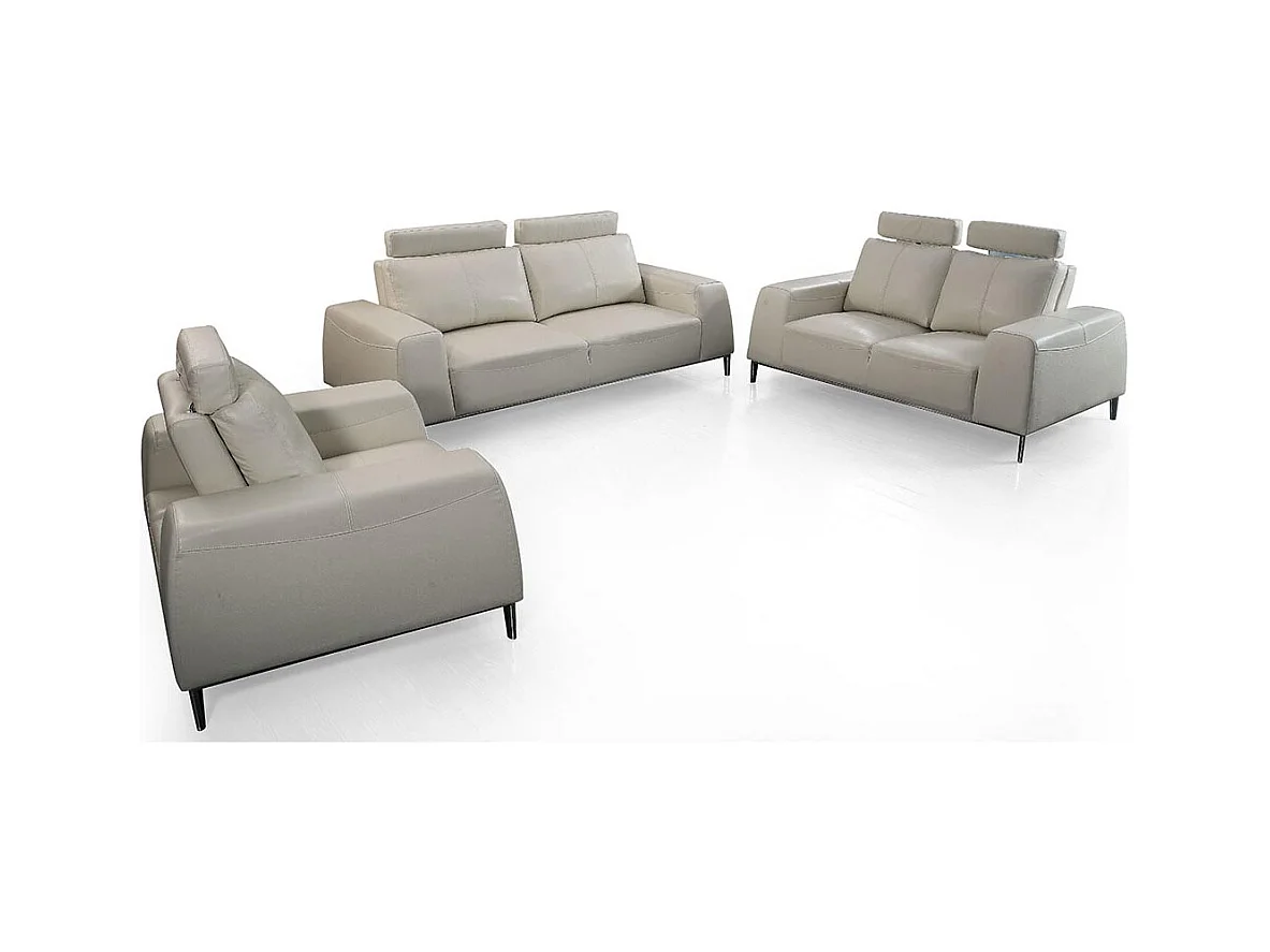 Canapé 3 places en cuir avec dossier avance-recul  LOOLAK Beige