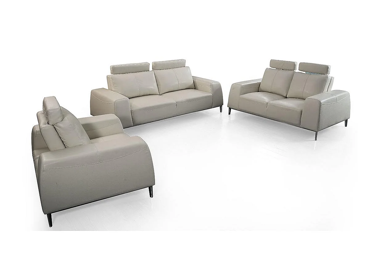 Canapé 3 places en cuir beige LOOLAK