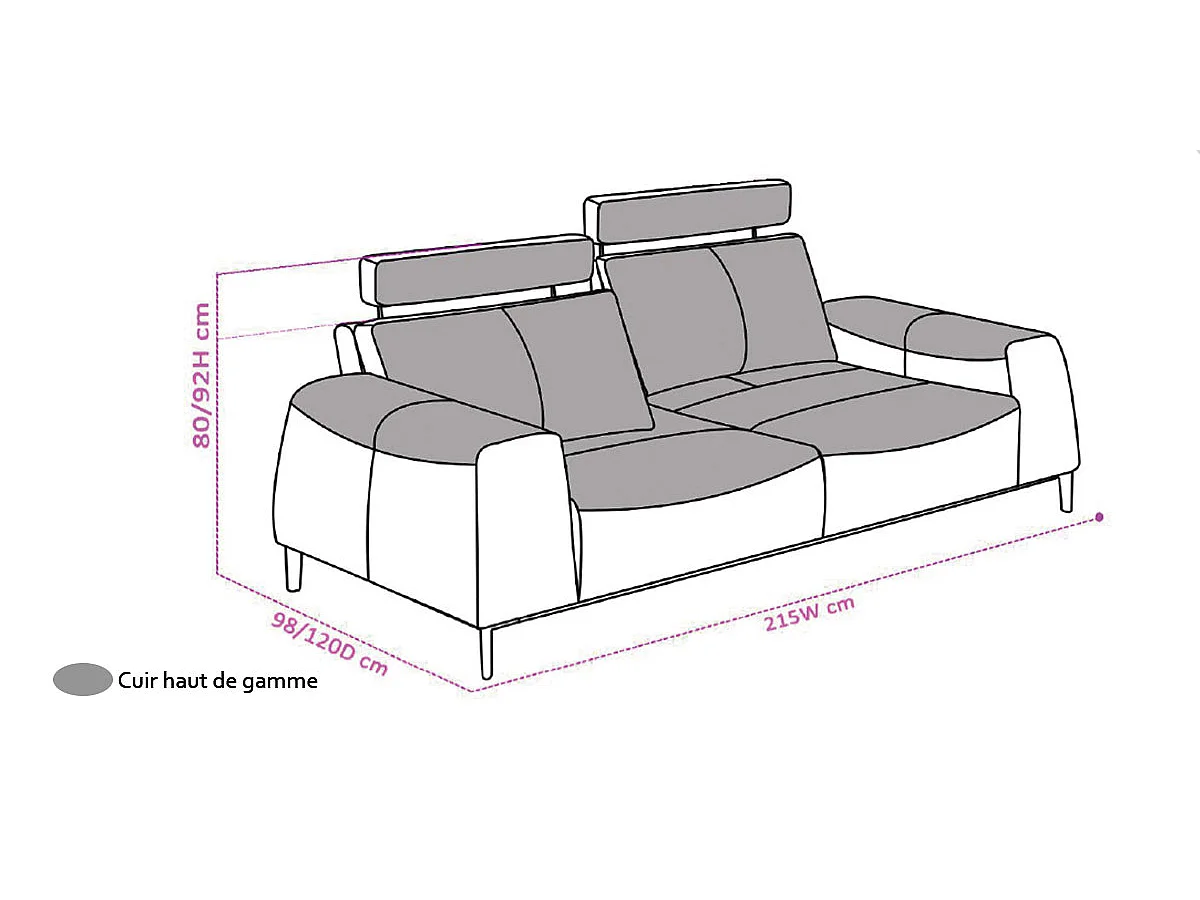 Canapé 3 places en cuir beige LOOLAK