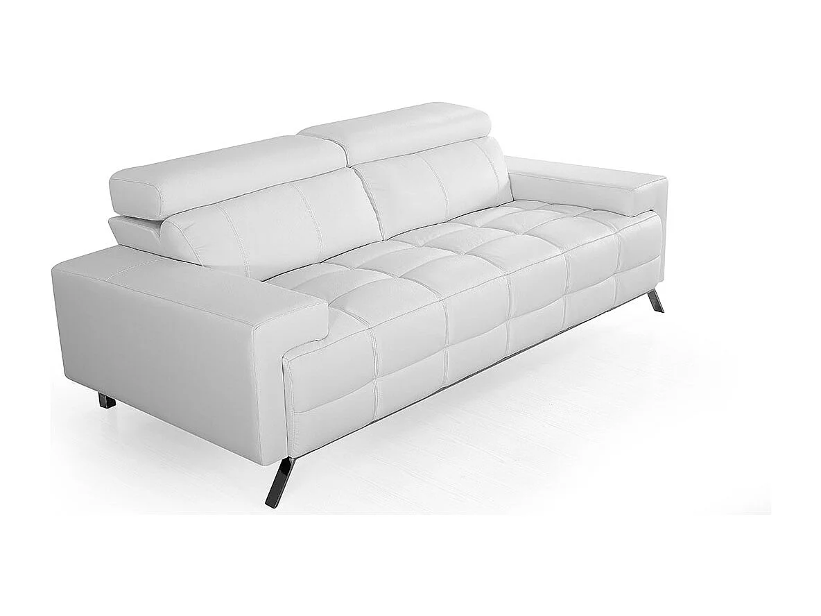 Canapé 3 places Cuir JACOB Blanc - Angle Droit