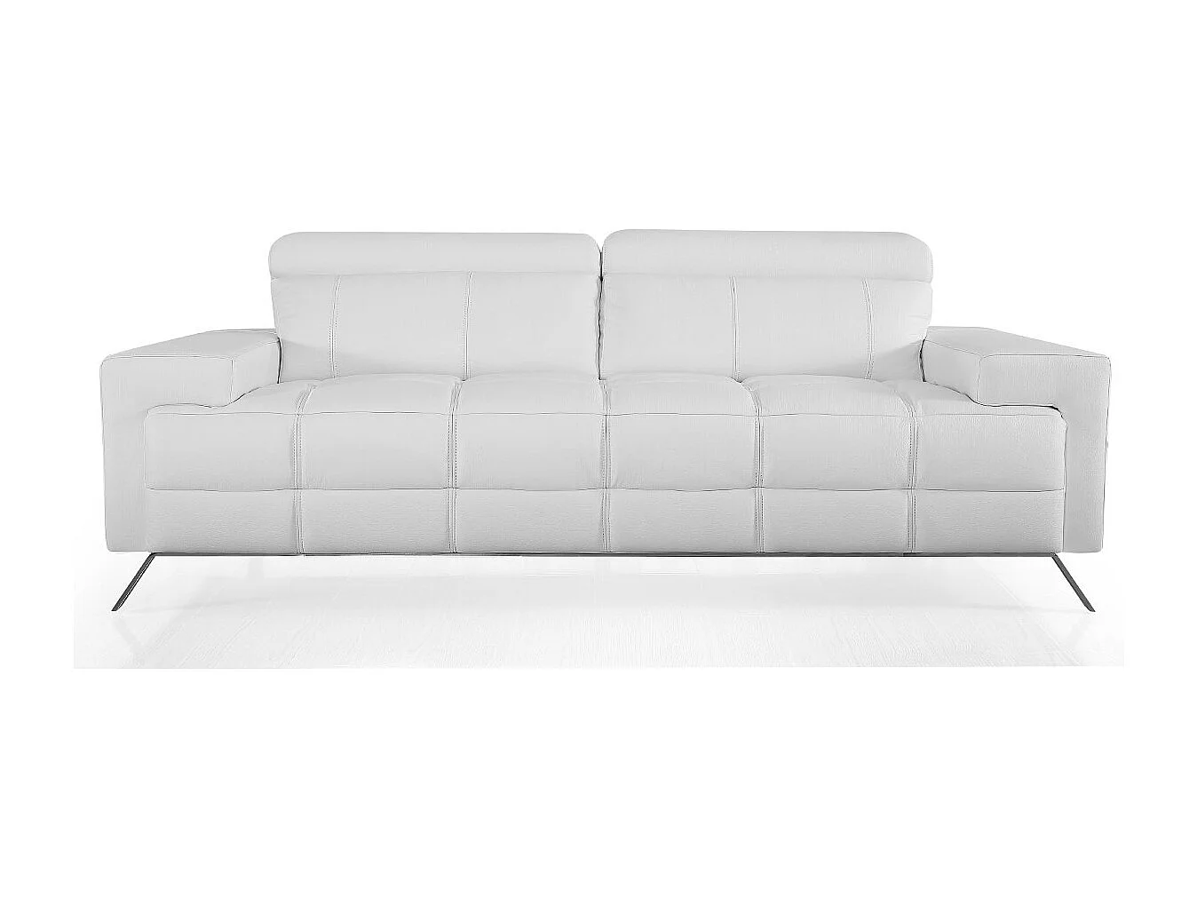 Canapé 3 places Cuir JACOB Blanc - Angle Droit