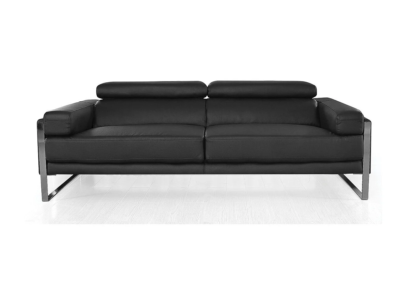 Canapé 3 places Cuir ALIYAH Noir - Angle Droit