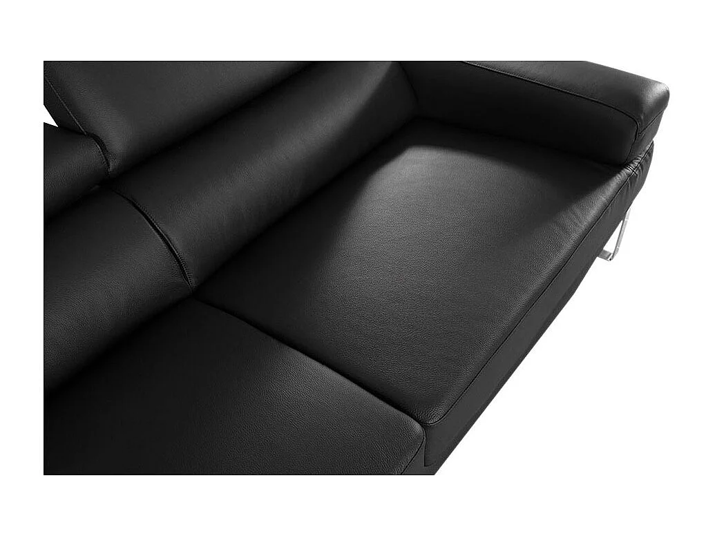 Canapé 3 places Cuir ALIYAH Noir - Angle Droit