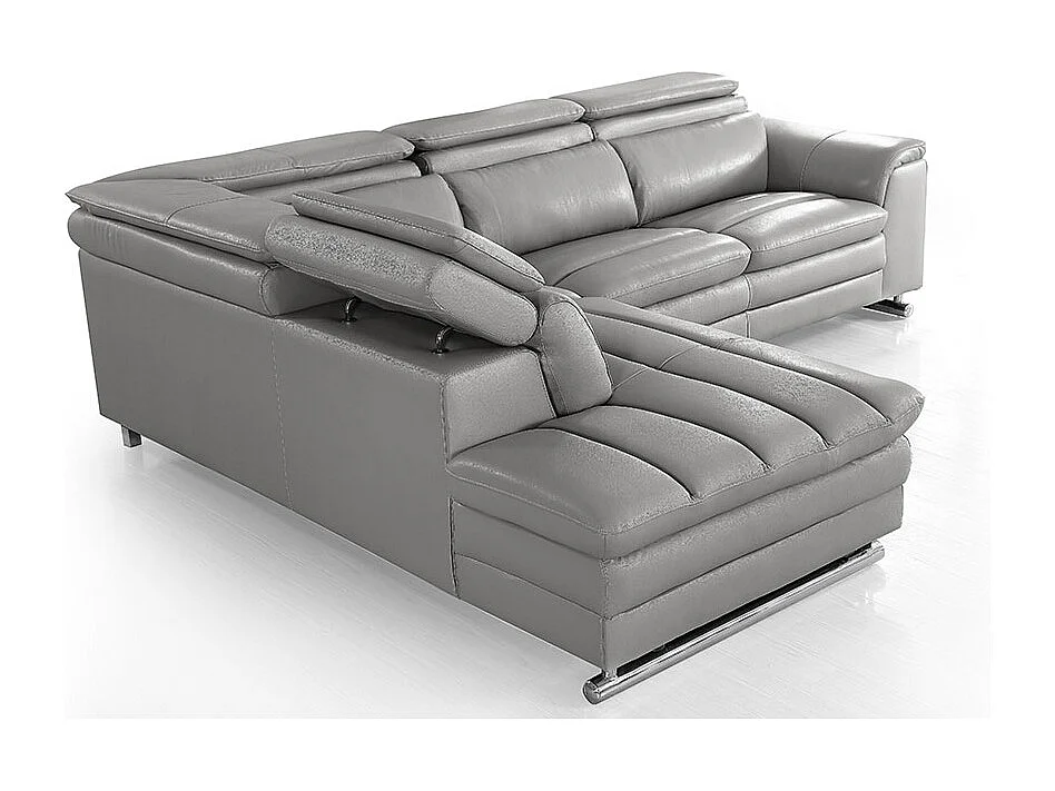 Canapé d'angle en cuir MYA Gris - Angle Gauche
