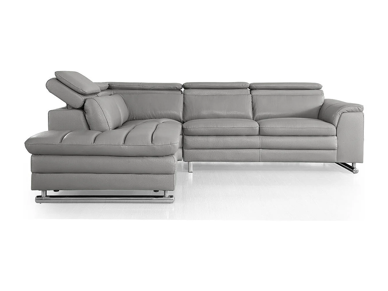 Canapé d'angle en cuir MYA Gris - Angle Gauche