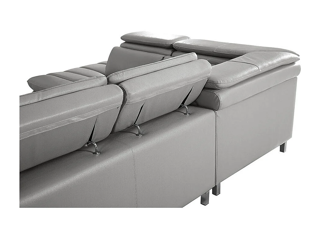 Canapé d'angle en cuir MYA Gris - Angle Gauche