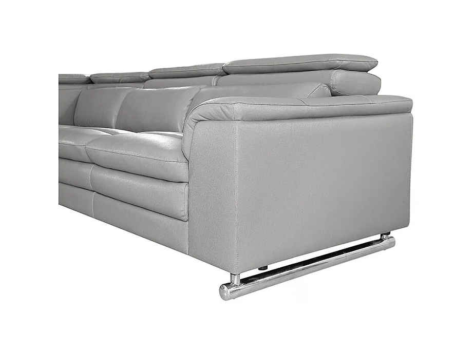 Canapé d'angle en cuir MYA Gris - Angle Gauche