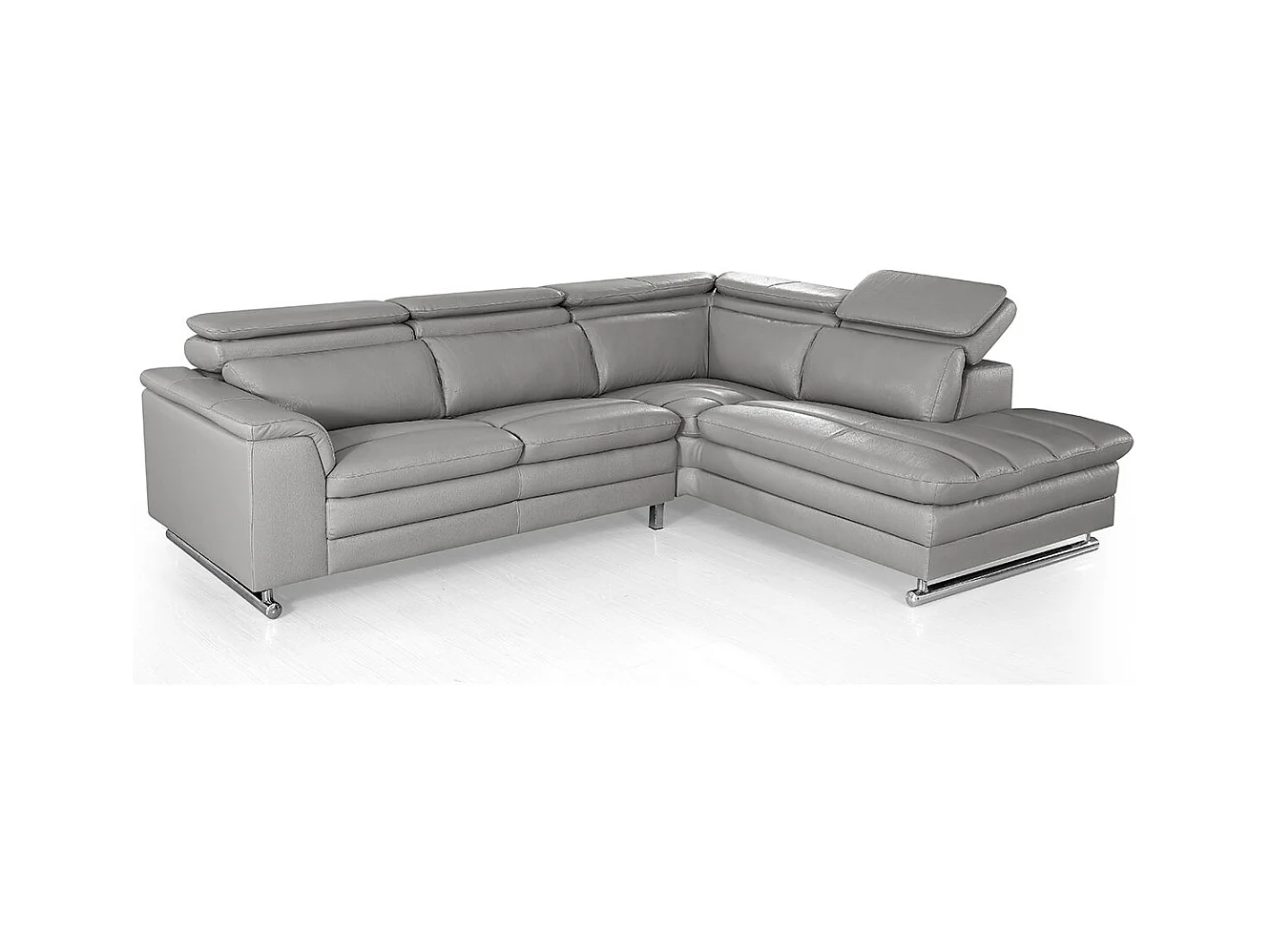 Canapé d'angle en cuir MYA Gris - Angle Gauche