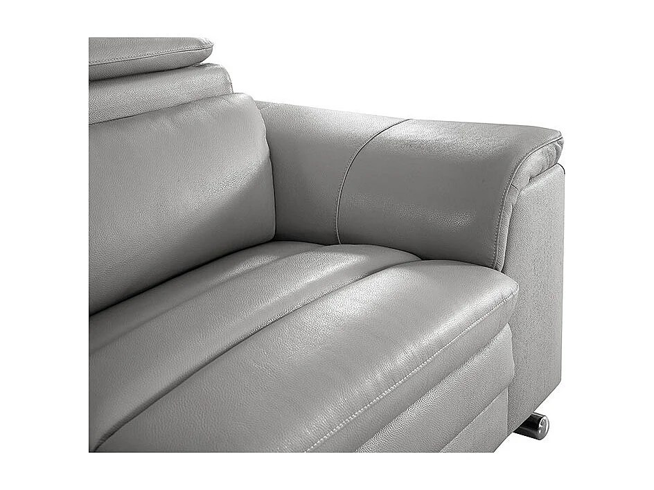 Canapé d'angle en cuir MYA Gris - Angle Gauche