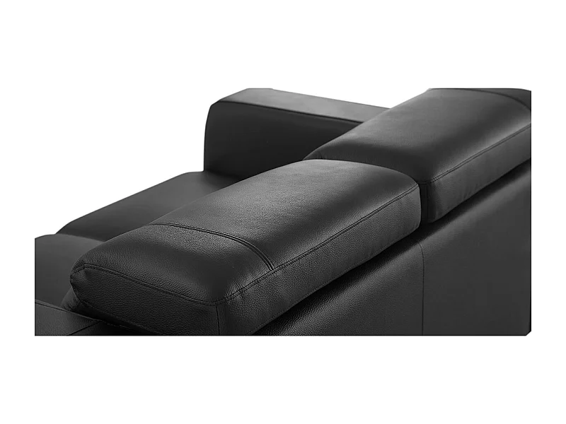 Canapé 2 places en cuir NORA Noir - Angle Droit