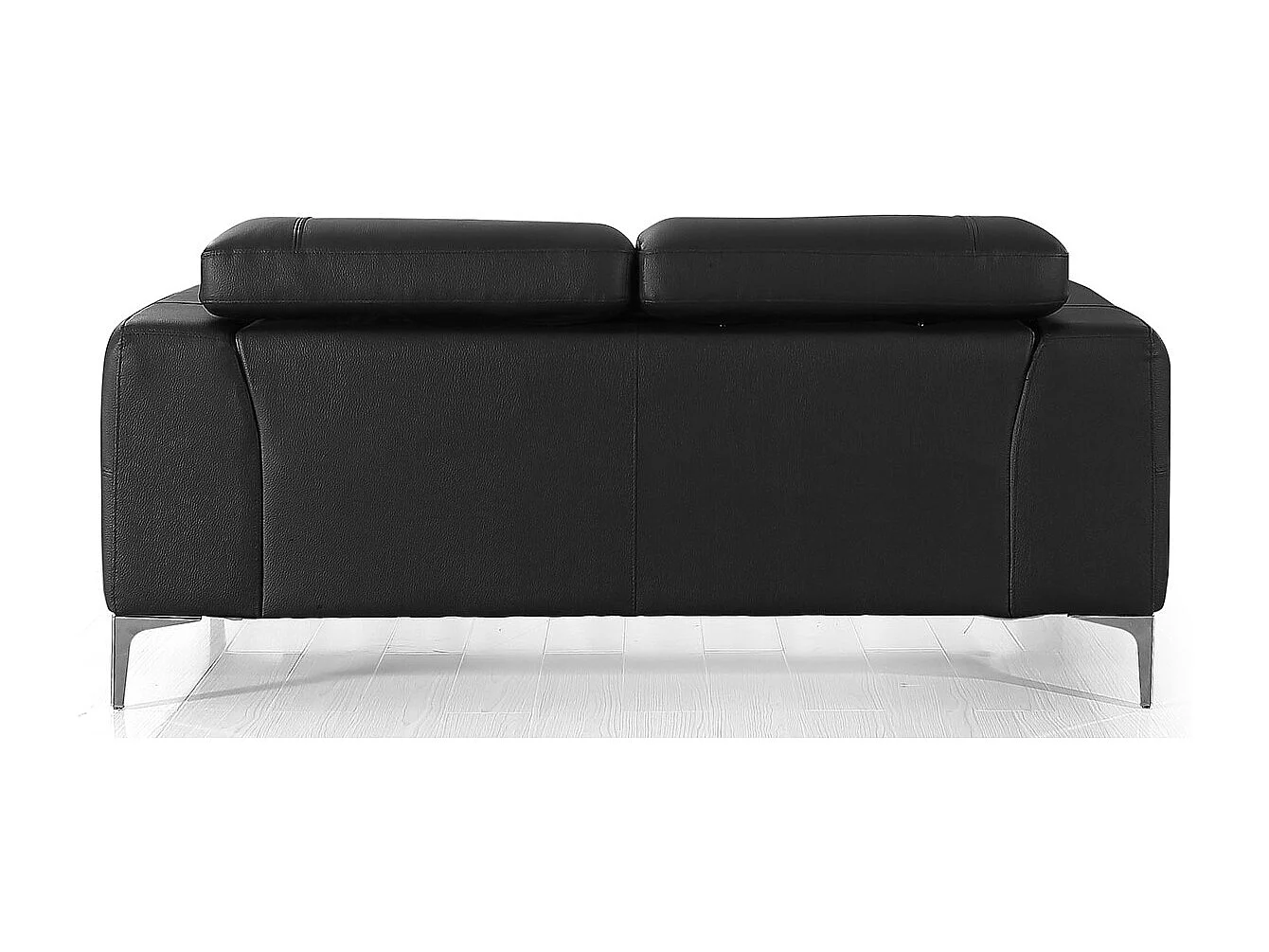 Canapé 2 places en cuir NORA Noir - Angle Droit