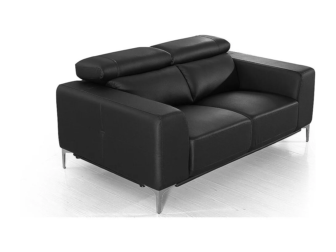 Canapé 2 places en cuir NORA Noir - Angle Droit