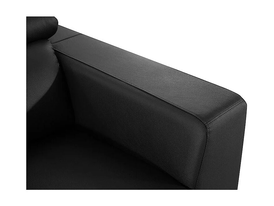 Canapé 2 places en cuir NORA Noir - Angle Droit