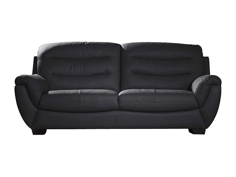 Canapé Cuir 3 places CORAL Noir - Angle Droit