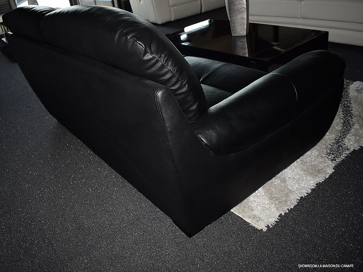 Canapé Cuir 3 places CORAL Noir - Angle Droit