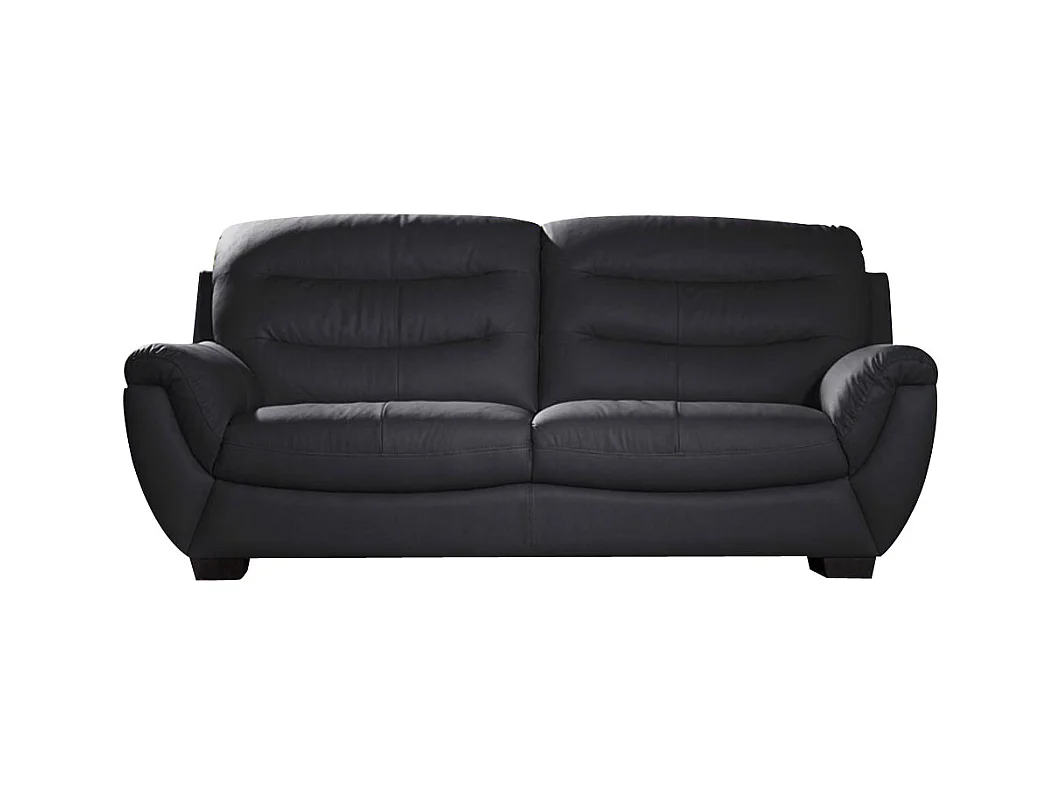 Canapé Cuir 3 places CORAL Noir - Angle Droit