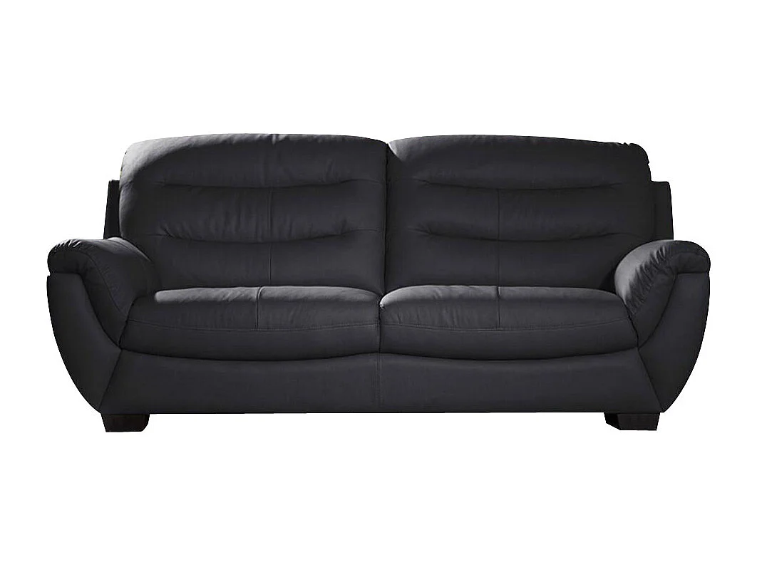 Canapé Cuir 3 places CORAL Noir - Angle Droit