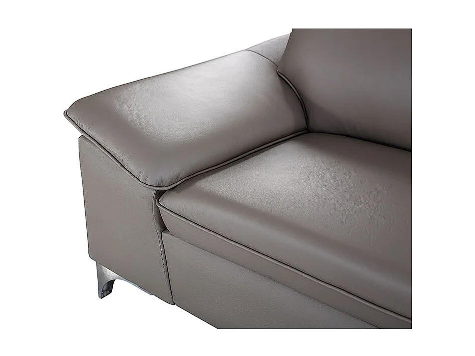 Canapé d'angle en cuir ALIX Taupe - Angle Droit