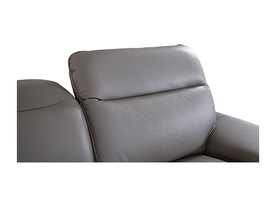 Canapé d'angle en cuir ALIX Taupe - Angle Droit