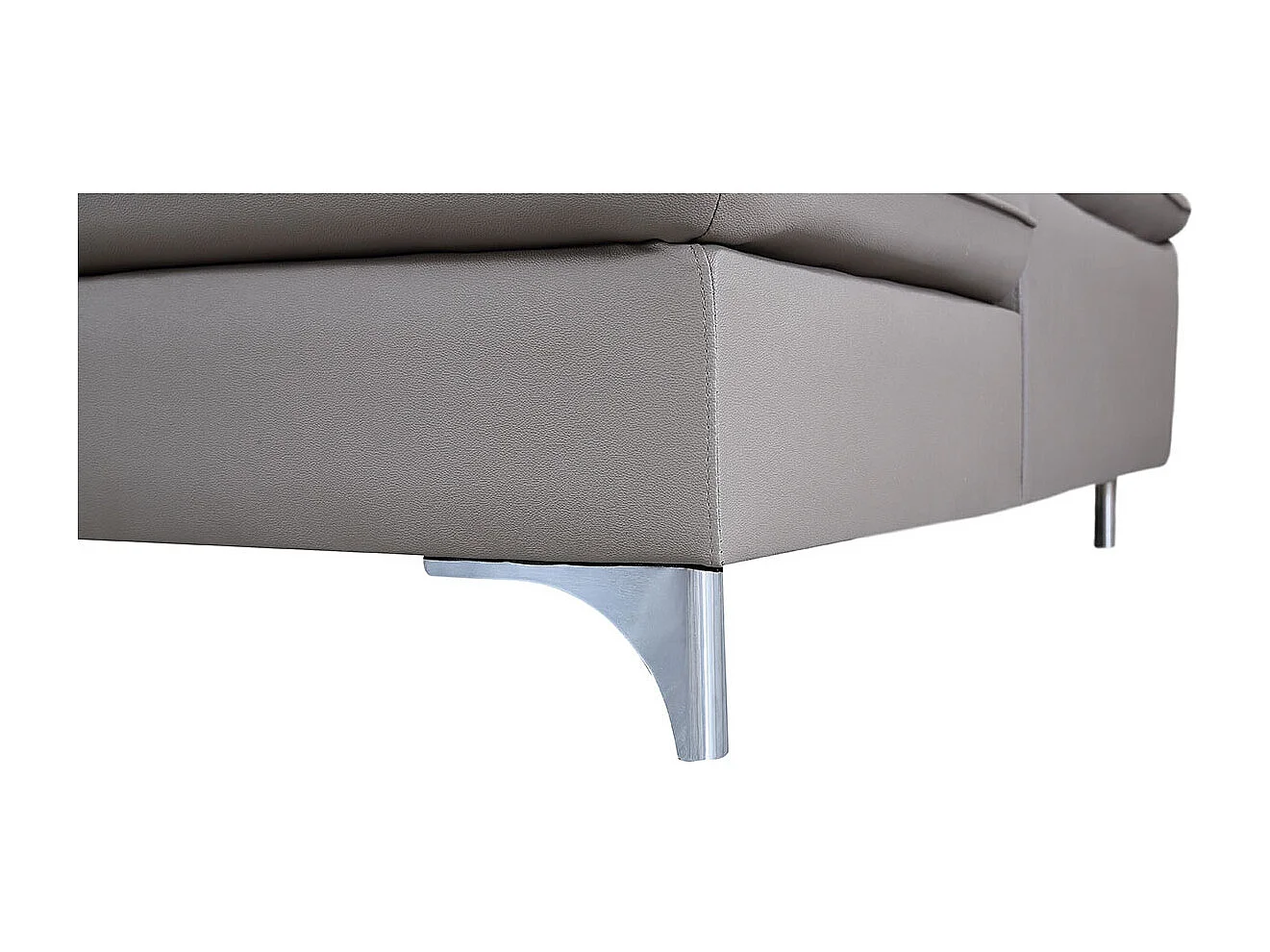 Canapé d'angle en cuir ALIX Taupe - Angle Droit