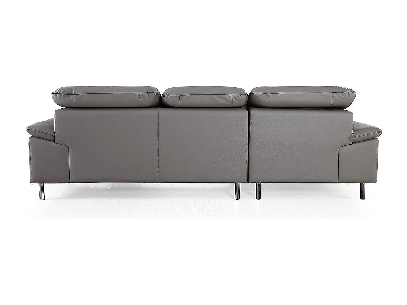 Canapé d'angle en cuir ALIX Taupe - Angle Droit