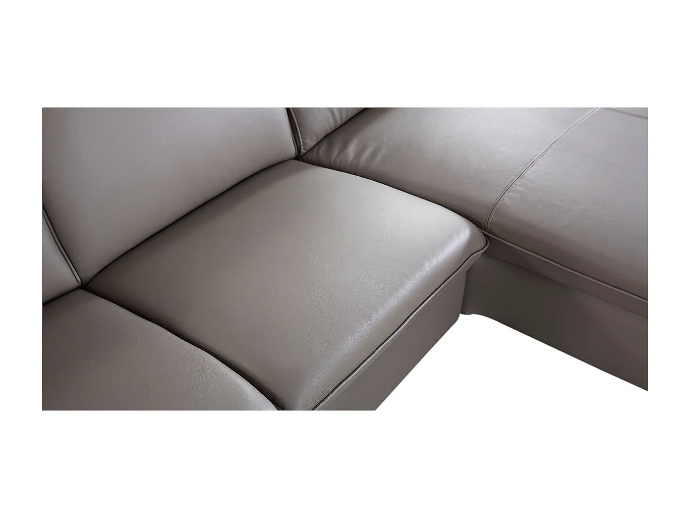 Canapé d'angle en cuir ALIX Taupe - Angle Droit